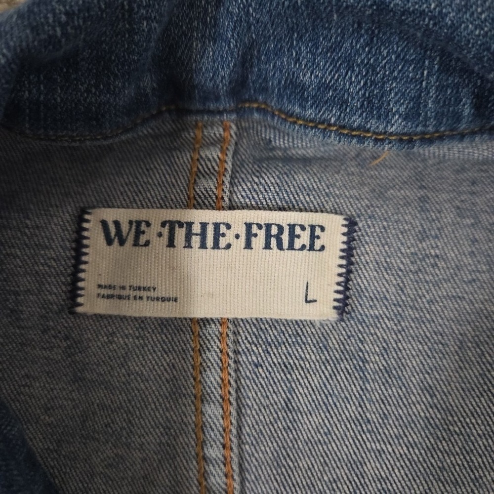 Free People We The Free Denim Jumpsuit Womens Size Large Zip Front Flare Jayde - Picture 5 of 8